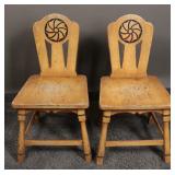 Wood Oak Monterey Style Dining Chairs (2)