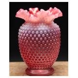 Fenton Cranberry Opalescent Glass Vase