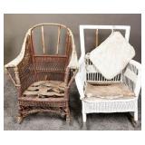 Vintage Outdoor Wicker Rocking Chairs (2)