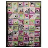 Vintage Log Cabin Styled Double Sided Cotton Quilt