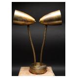Vintage Double Gooseneck Brass Table Lamp