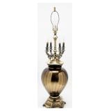 Hollywood Regency Hand Blown Glass & Brass Lamp