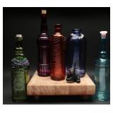 Vintage Style Colored Glass Bottles (5)