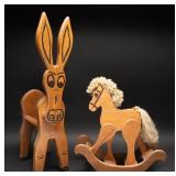Wooden Toy Rocking Horse & Donkey (2)