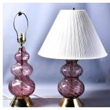 Purple Murano Glass Table Lamps (2)