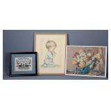 Framed 1952 Gernand Print & Hummel Lithograph+