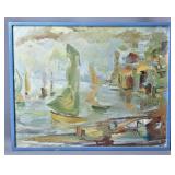 Impressionist Fishing Village Acrylic On Canvas