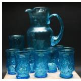 Vintage Blue Textured Glass Pitcher (10)