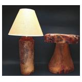 Rustic Cedar Wood Lamp With Shade & Stool (3)
