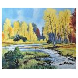 J.Reed  Autumn Landscape Acrylic Painting