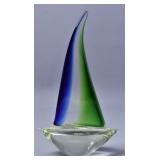 Beachcombers 12" Blue, Green Glass Sailboat