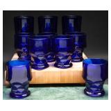 Vintage Cobalt Faceted Glasses & Libbey Tumblers