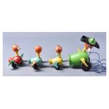 50s Fisher Price Wooden Duck & Duckling Pull Toy
