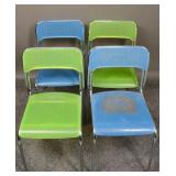 Vintage Sintesi Blue, Green Metal Chair Set (4)