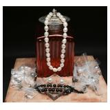 Pearl and Bead Necklaces, Earrings, Tie Tacks Etc