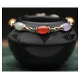 Sterling Multi-Color Gem Stone Bracelet 17.26g