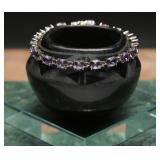 Sterling Silver Bracelet With Amethyst Gems 12.00g