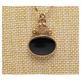 Vermeil Silver Necklace With Black Pendant 1.51g
