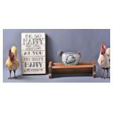 Rustic Ceramic Roosters Scupltures & Decor +(5)