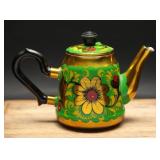 Vin. Russian Hand-Painted Aluminum Teapot Kettle