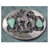 Ster. Sil. Belt Warrior Buckle w/ Turquoise 74.08g