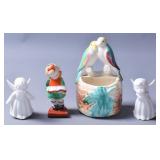 Lovebird Wall Planter & Lefton China Angels +