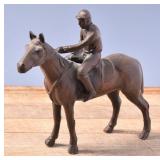 Bronze Finished Metal Horse And Jockey