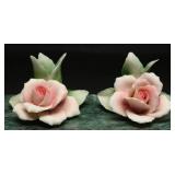 Capodimonte Rose Porcelain Candle Holders (2)
