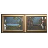 Vintage Framed Beachside Foil Art (2)