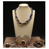 Gold Colored Limoges Brooches & Various Jewelry