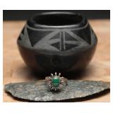 Sterling Green Malachite Gemstone Ring Size 5