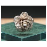 Sterling Silver Floral Pin With Faux Pearl 9.90g