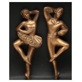 Chalkware Gold Ballerina Dancer Wall Hangings