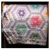 Vintage Hand Pieced Hand Quilted Blanket 1950
