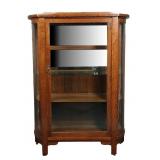 Antique Tiger Oak Mission Curved Glass China Hutch