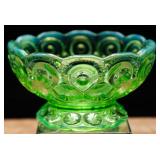 LE Smith Emerald Glass Moon & Stars Footed Dish