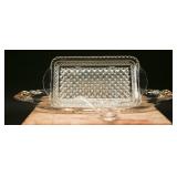 Clear Glass Platters & Sugar Spoon (3)