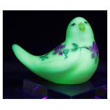 Fenton Burmese Glass Bird Hand Painted Figurine