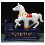 Vintage Trick Pony Cast Iron Coin Piggy Bank