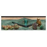 Vintage Green & Teal Gold Costume Jewelry