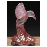 Fenton Pink Carnival  Glass Hummingbird Figurine
