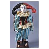 Pierrot Jester Clown Mardi Gras 20" Doll w/ Stand