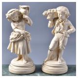 ABCO Figurines Boy W/ Basket & Girl W/ Vase