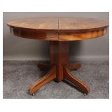 Antique Oak Wheeled Wood Table