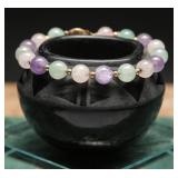 14k Gold Bracelet w/Amethyst & Jade Stones 13.82g