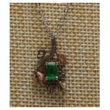 Sterling Silver Necklace With Green Stone 2.21g