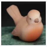 Fenton Satin Custard Glass Brown Bird
