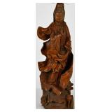 Hand Carved Wood Asian Statue