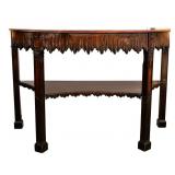 Antique Gothic Walnut Demilune Table