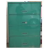 Green Metal 4 Drawer Lateral Filing Cabinet